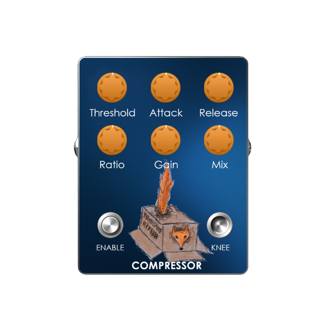 Audio compressor for Multiverse effects pedal hardware. Digital audio compressor effect.